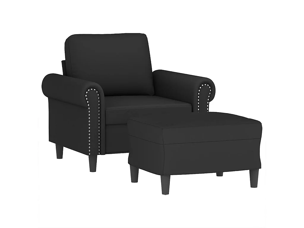 Fauteuil avec repose-pied Noir 60 cm Velours
