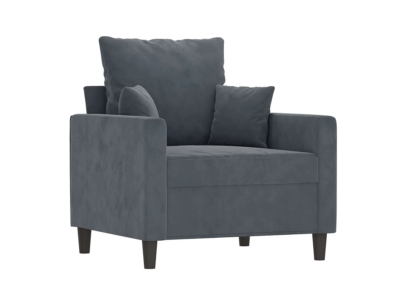 Fauteuil avec repose-pied Gris foncé 60 cm Velours
