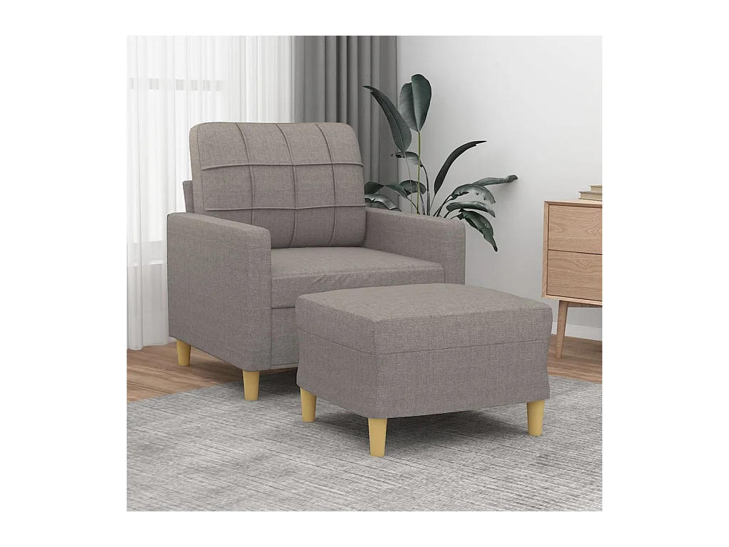 Fauteuil avec repose-pied Taupe 60 cm Tissu