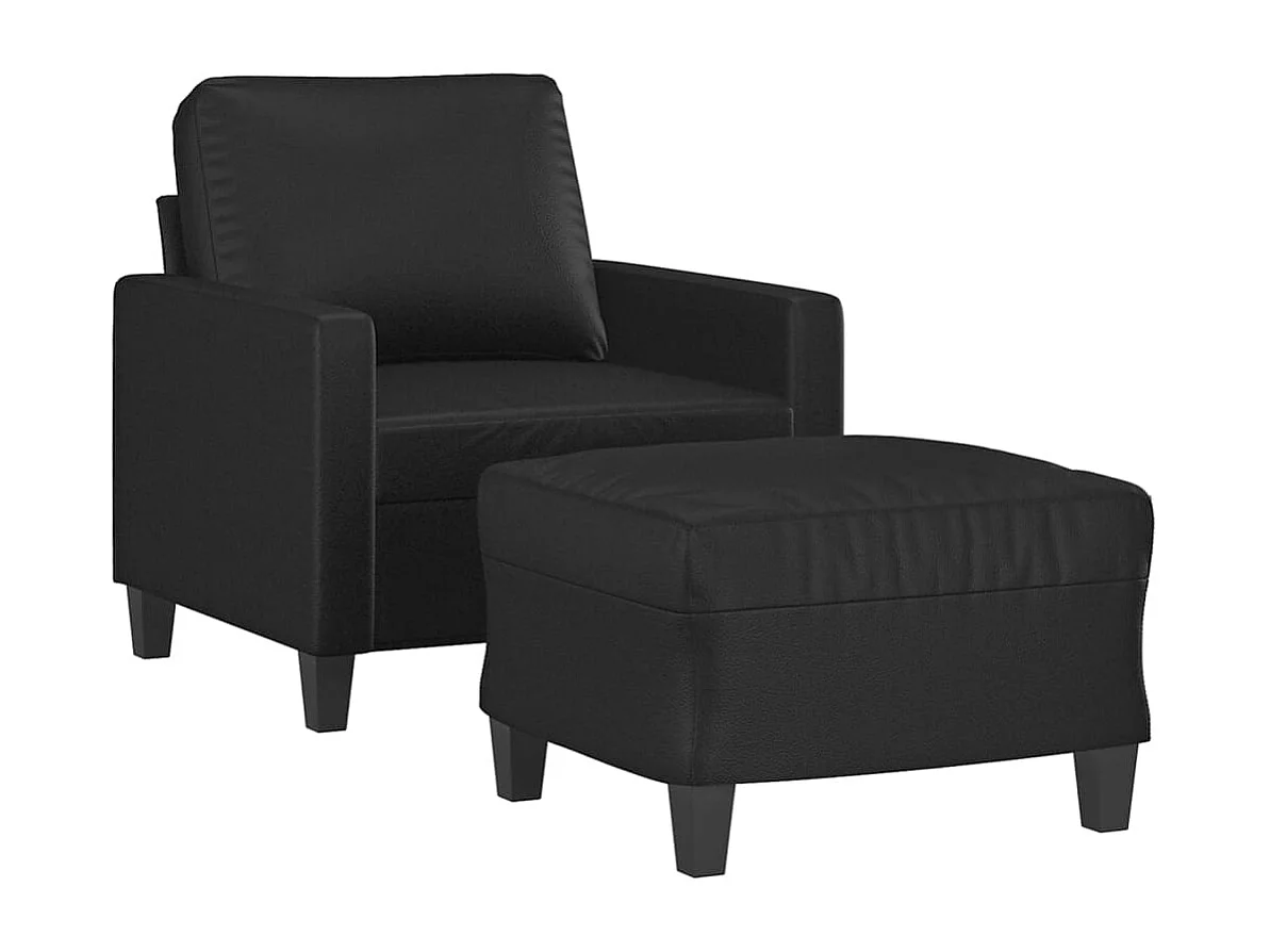 Fauteuil avec repose-pied Noir 60 cm Similicuir