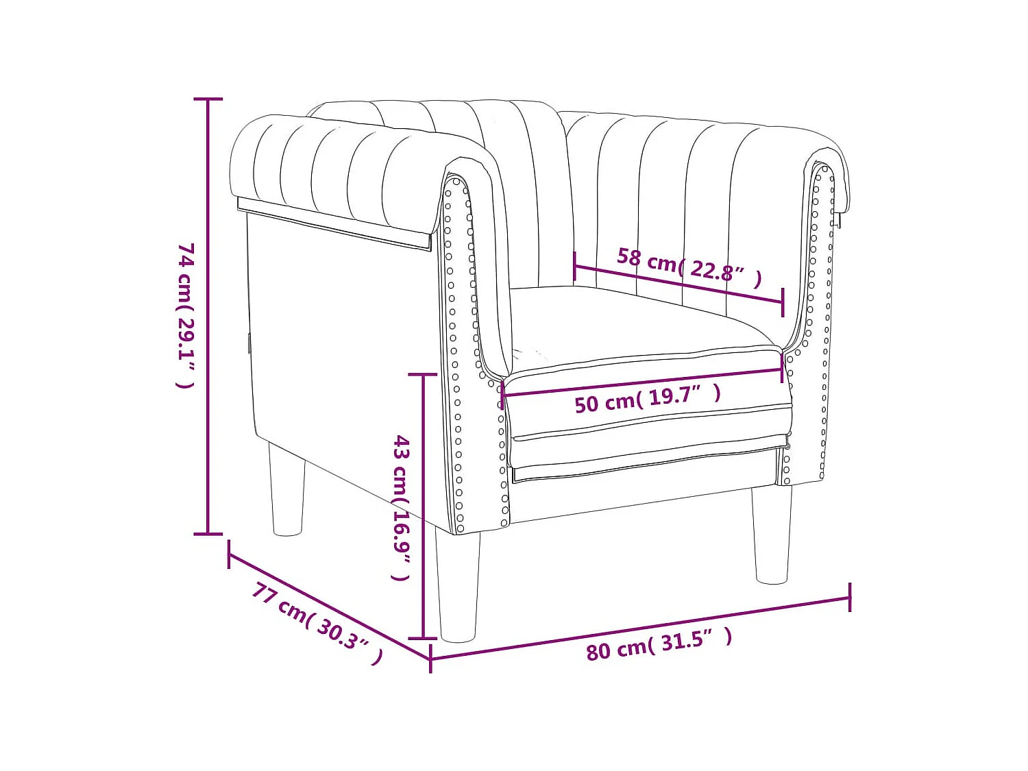 Fauteuil gris foncé velours