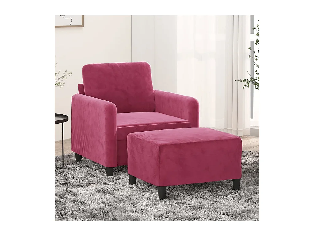 Fauteuil avec repose-pied Rouge bordeaux 60 cm Velours
