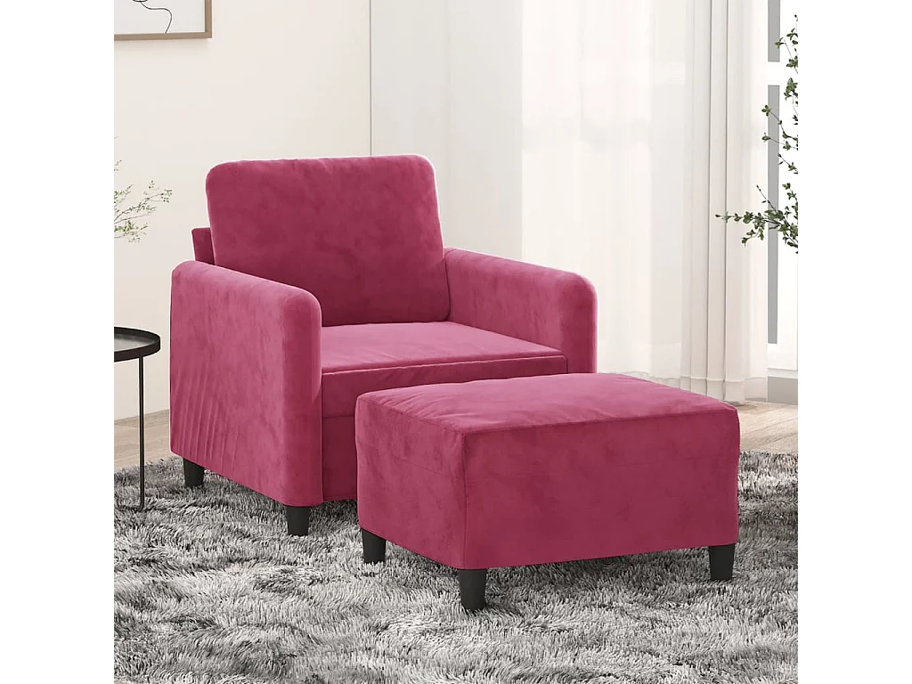 Fauteuil avec repose-pied Rouge bordeaux 60 cm Velours