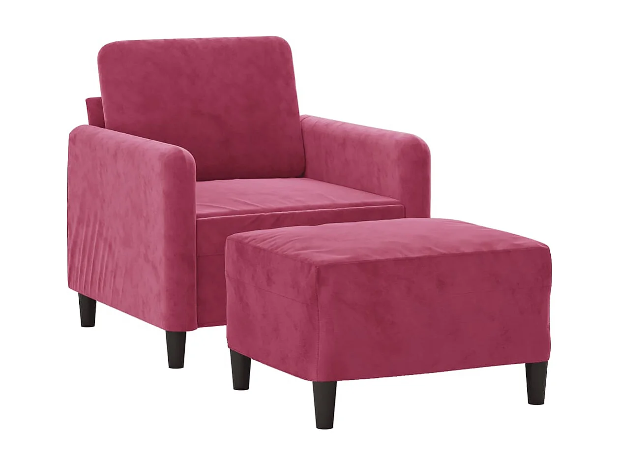 Fauteuil avec repose-pied Rouge bordeaux 60 cm Velours