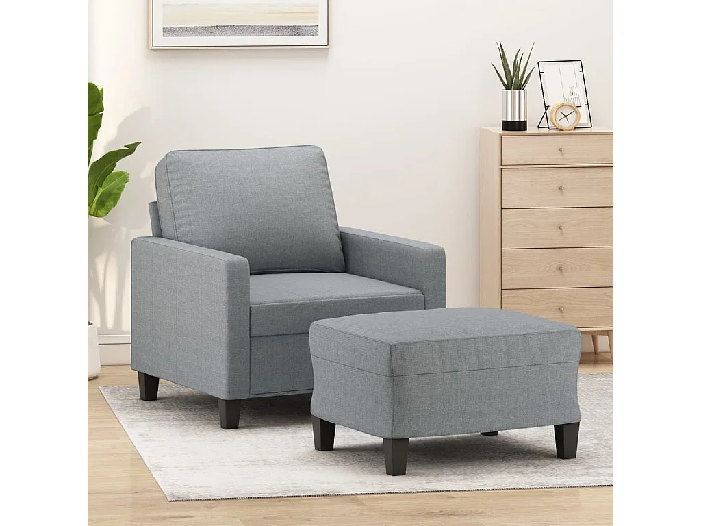 Fauteuil avec repose-pied Gris clair 60 cm Tissu