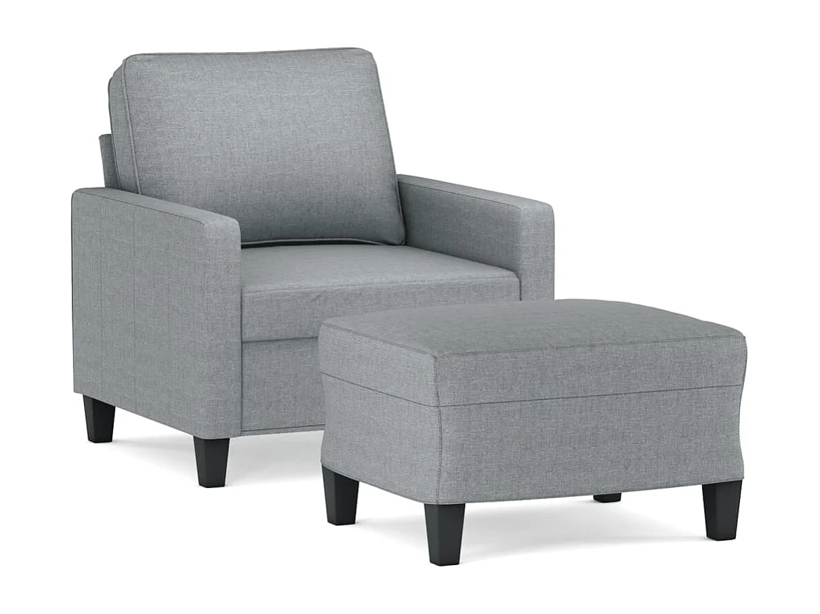 Fauteuil avec repose-pied Gris clair 60 cm Tissu