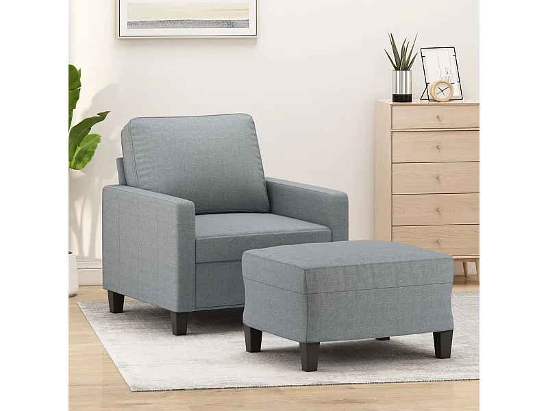 Fauteuil avec repose-pied Gris clair 60 cm Tissu