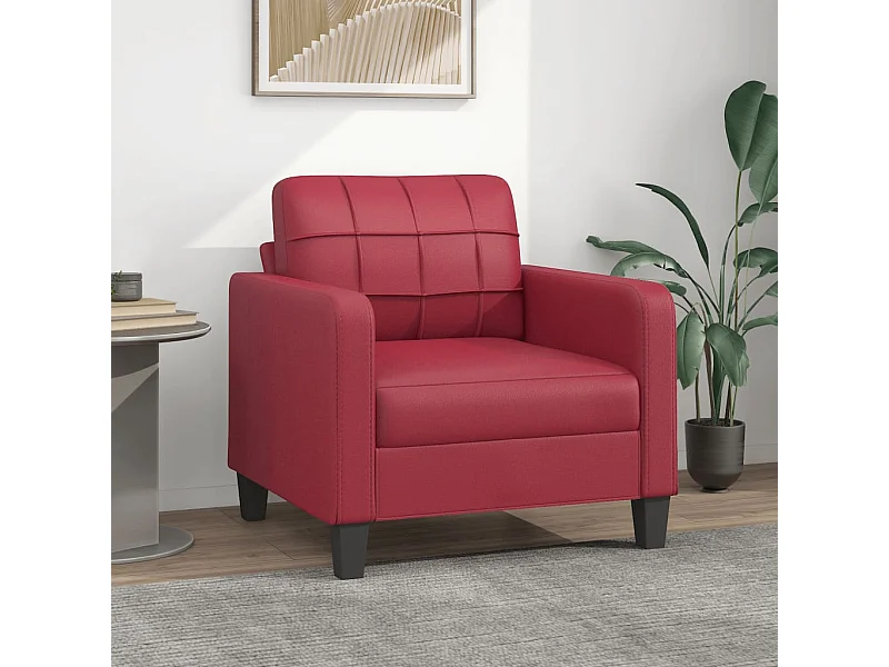 Sillón cuero sintético rojo tinto 60 cm