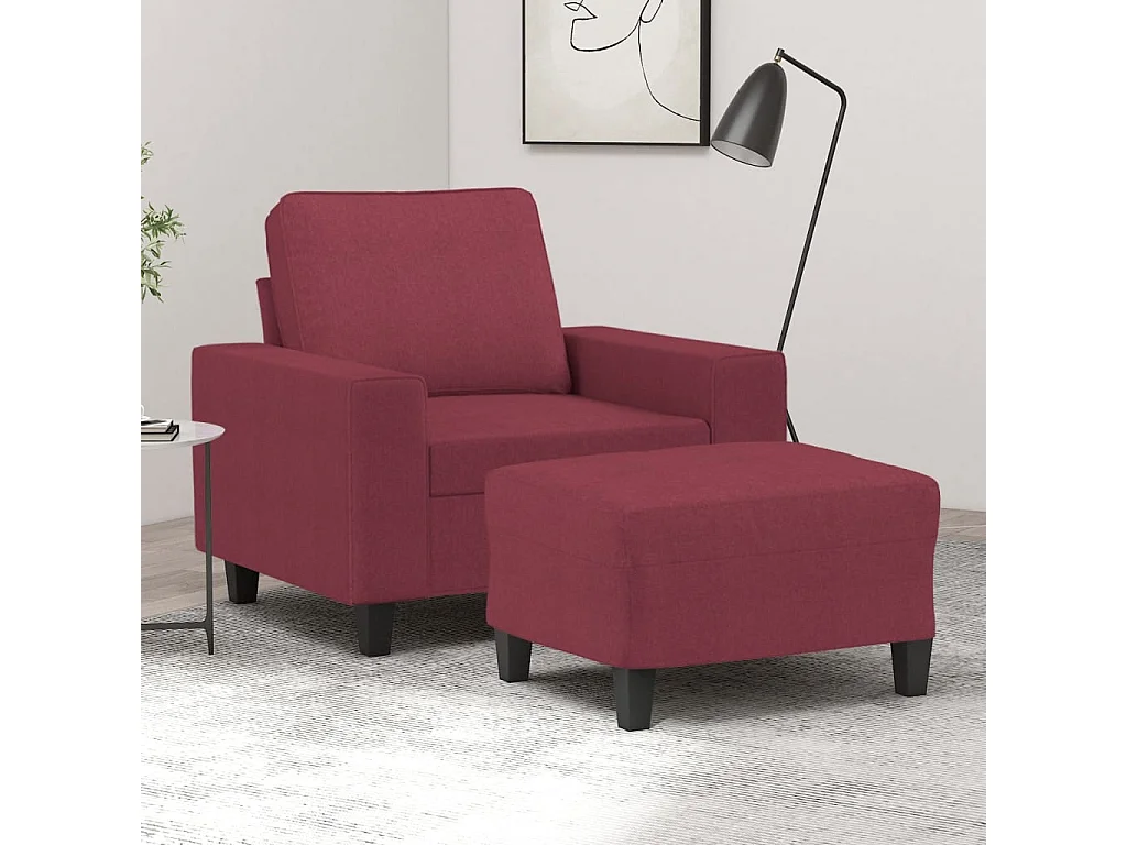 Fauteuil avec repose-pied Rouge bordeaux 60 cm Tissu