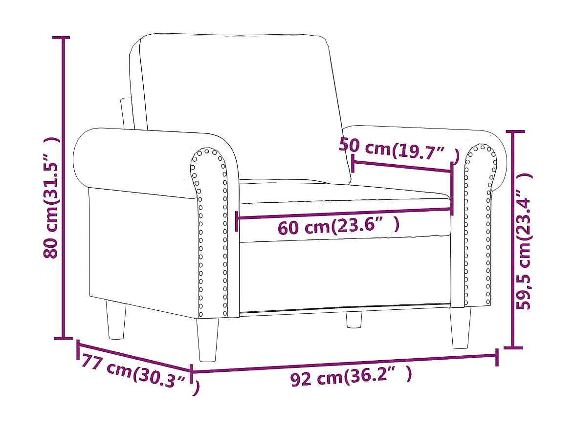 Fauteuil Gris 60 cm Similicuir