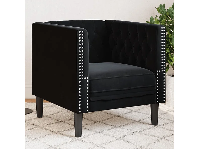 Fauteuil Chesterfield noir velours