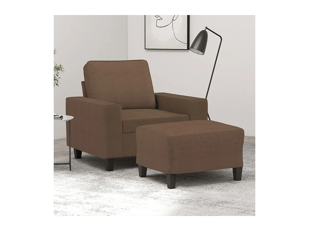Fauteuil avec repose-pied Marron 60 cm Tissu