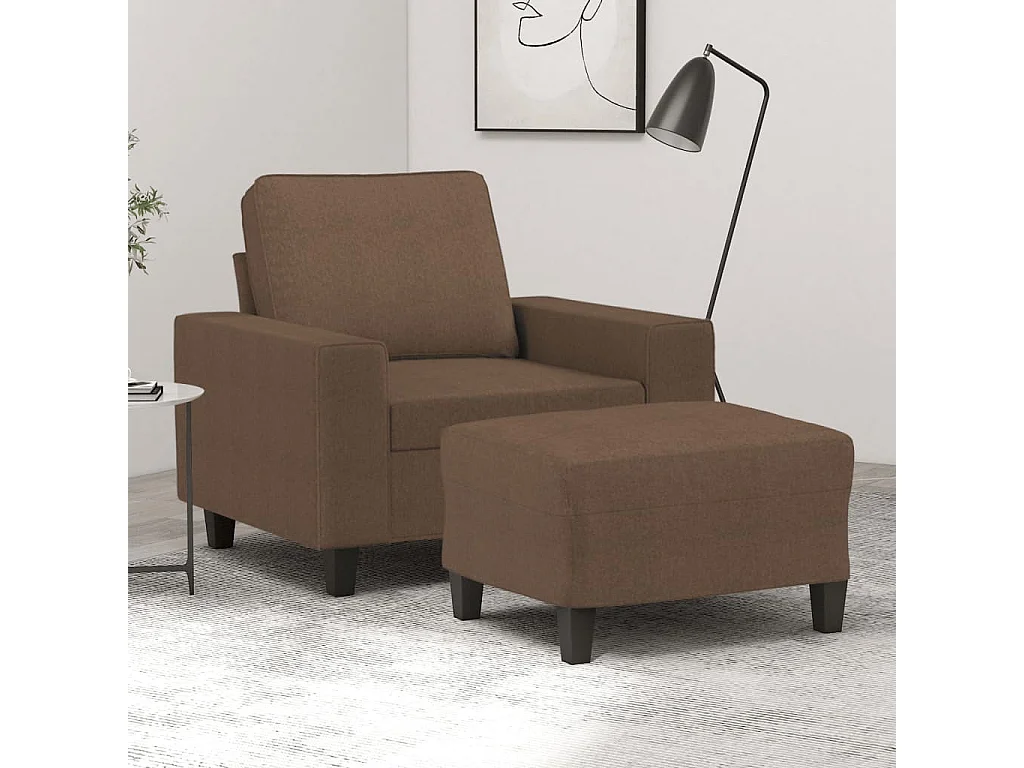 Fauteuil avec repose-pied Marron 60 cm Tissu