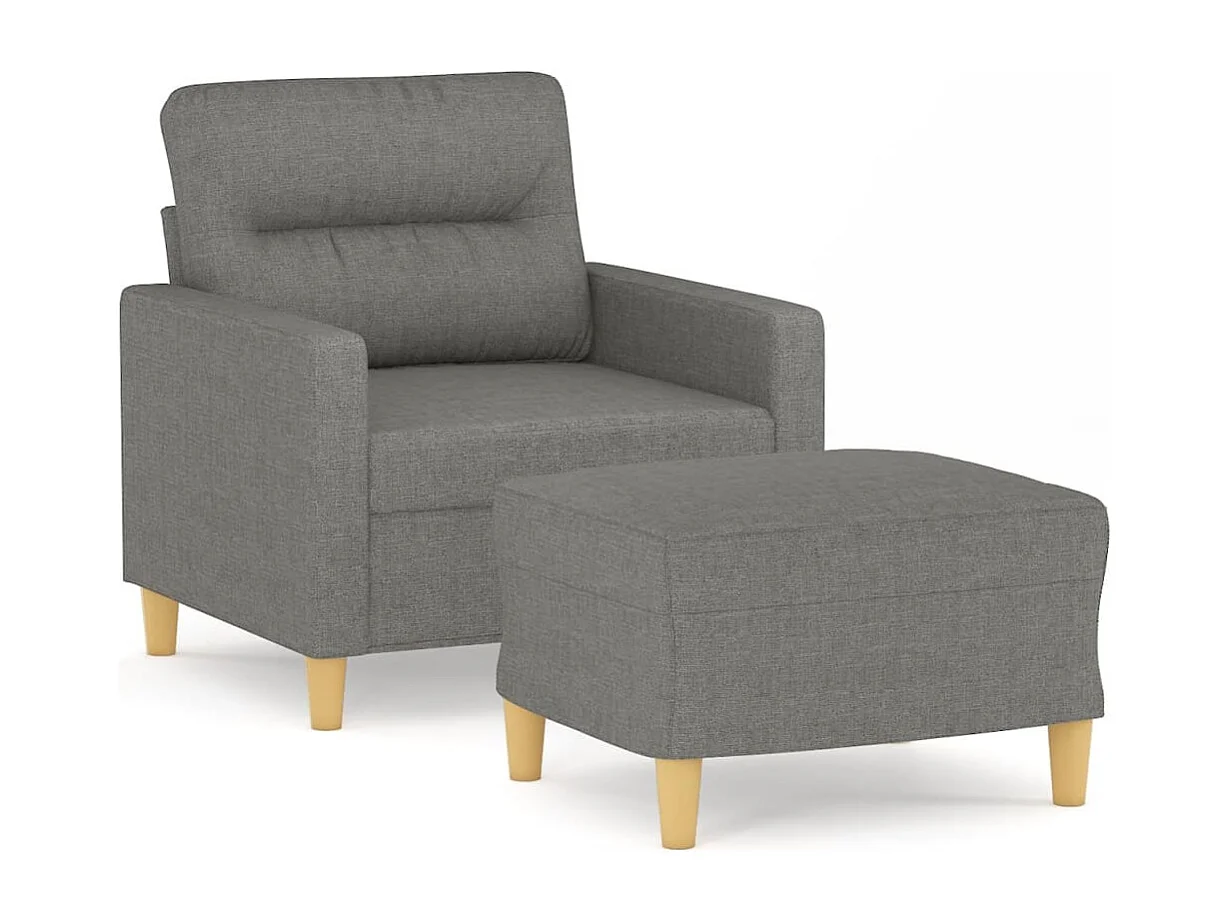 Sillón con taburete tela gris oscuro 60 cm