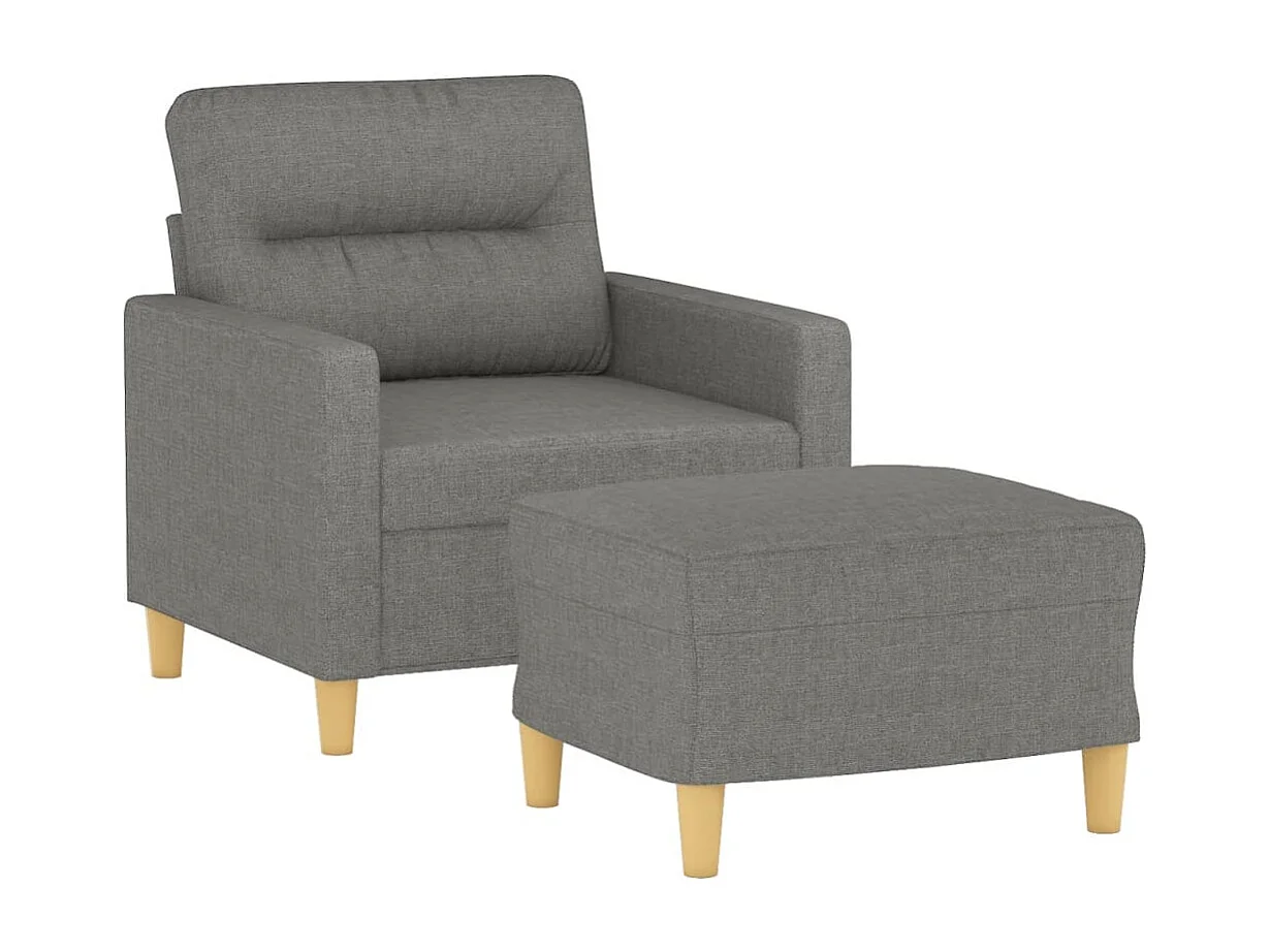 Sillón con taburete tela gris oscuro 60 cm