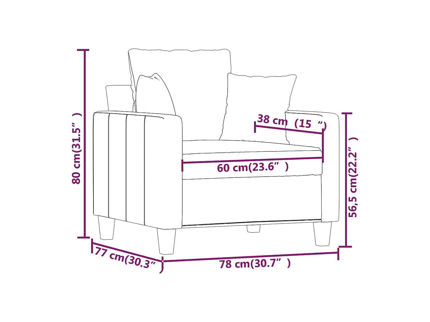 Sillón de tela color crema 60 cm