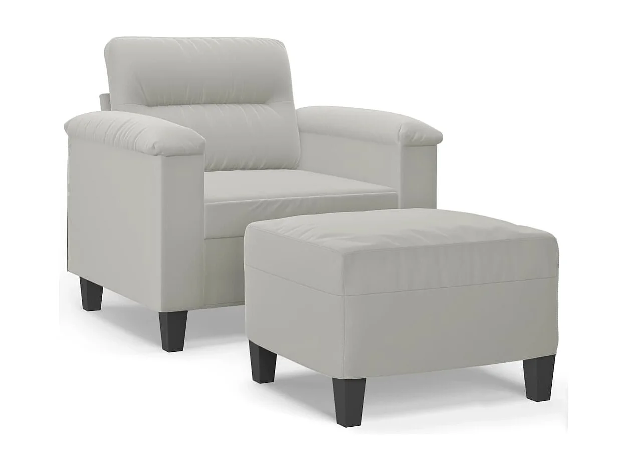 Fauteuil met voetenbank 60 cm microvezelstof lichtgrijs