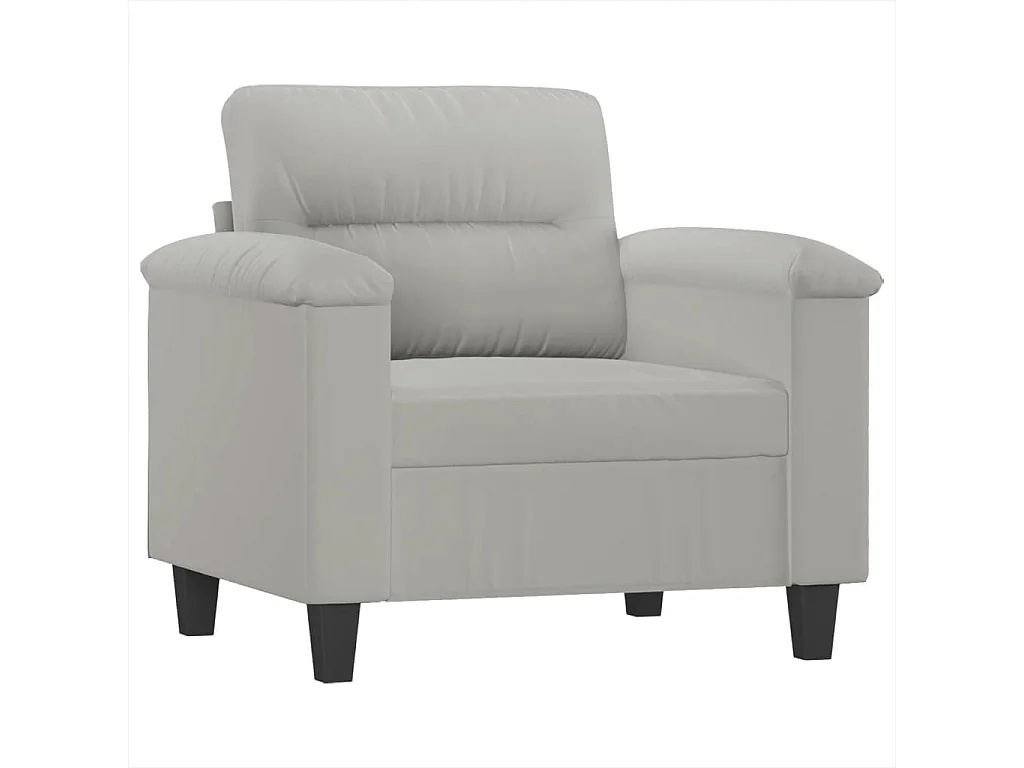 Fauteuil met voetenbank 60 cm microvezelstof lichtgrijs