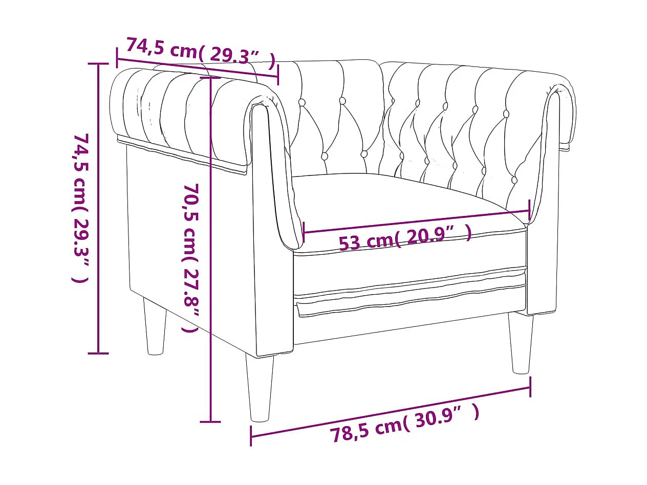 Fauteuil Chesterfield-stijl stof lichtgrijs