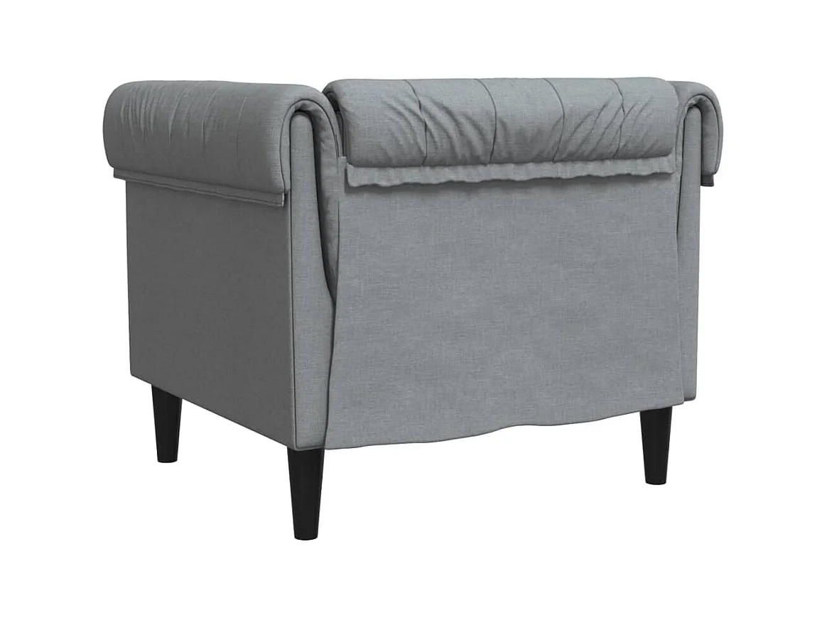 Fauteuil Chesterfield gris clair tissu