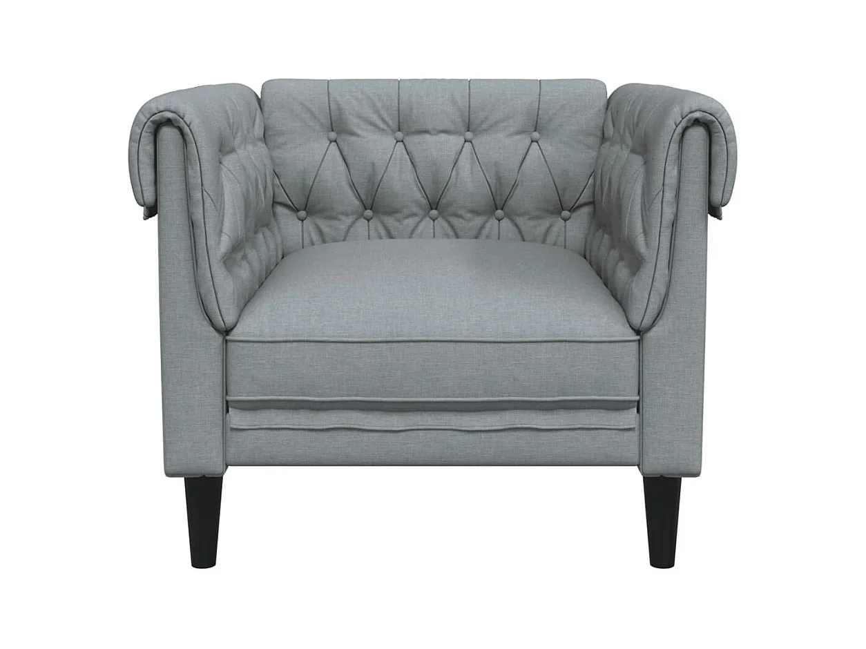 Fauteuil Chesterfield gris clair tissu