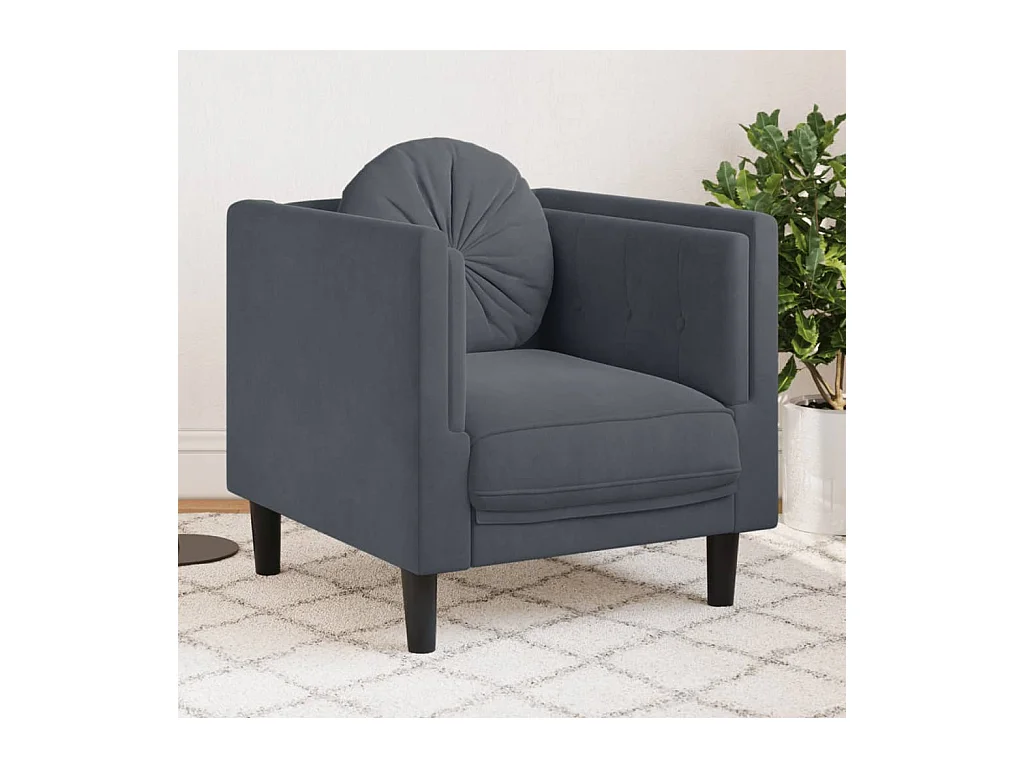 Fauteuil avec coussin gris foncé velours