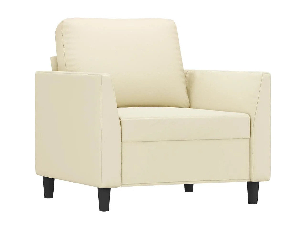 Fauteuil avec repose-pied Crème 60 cm Similicuir