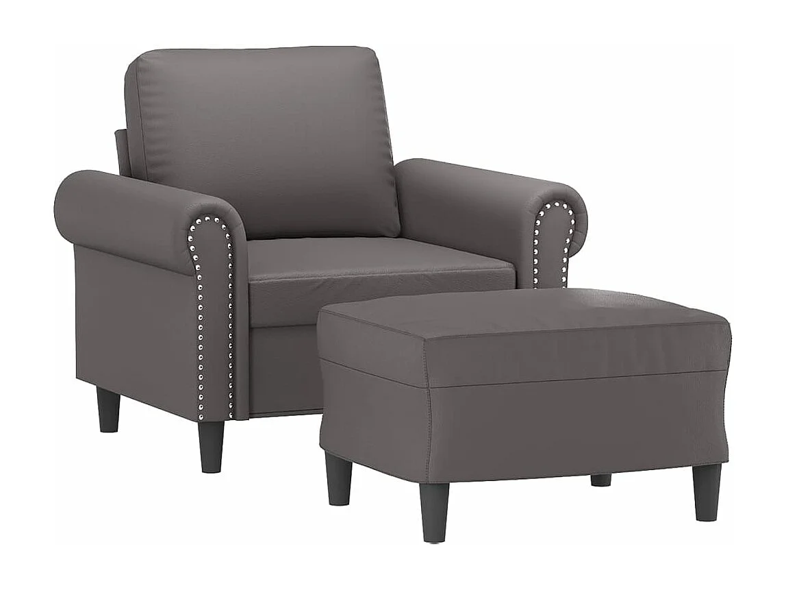 Fauteuil avec repose-pied Gris 60 cm Similicuir