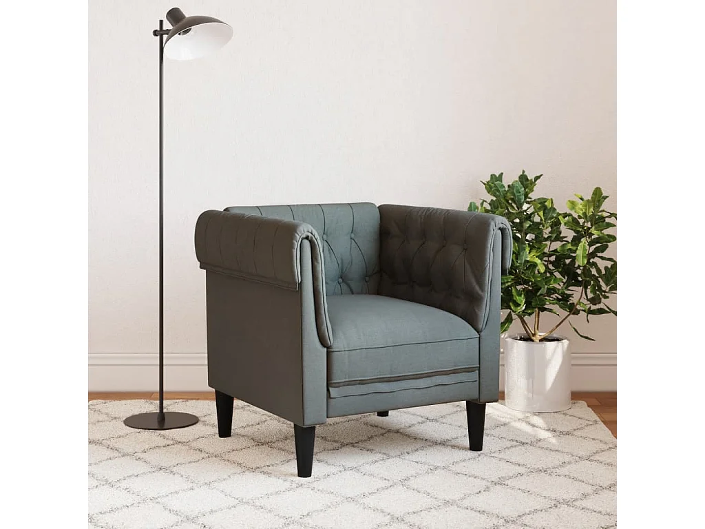 Fauteuil Chesterfield-stijl stof donkergrijs