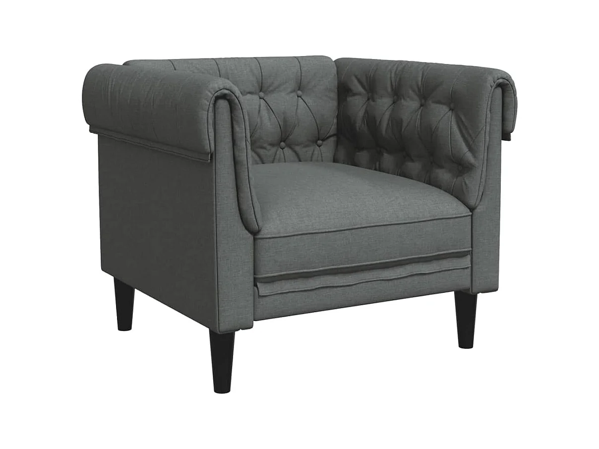 Fauteuil Chesterfield gris foncé tissu