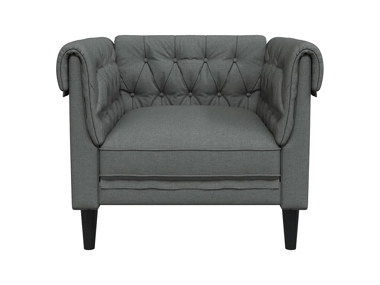Fauteuil Chesterfield gris foncé tissu