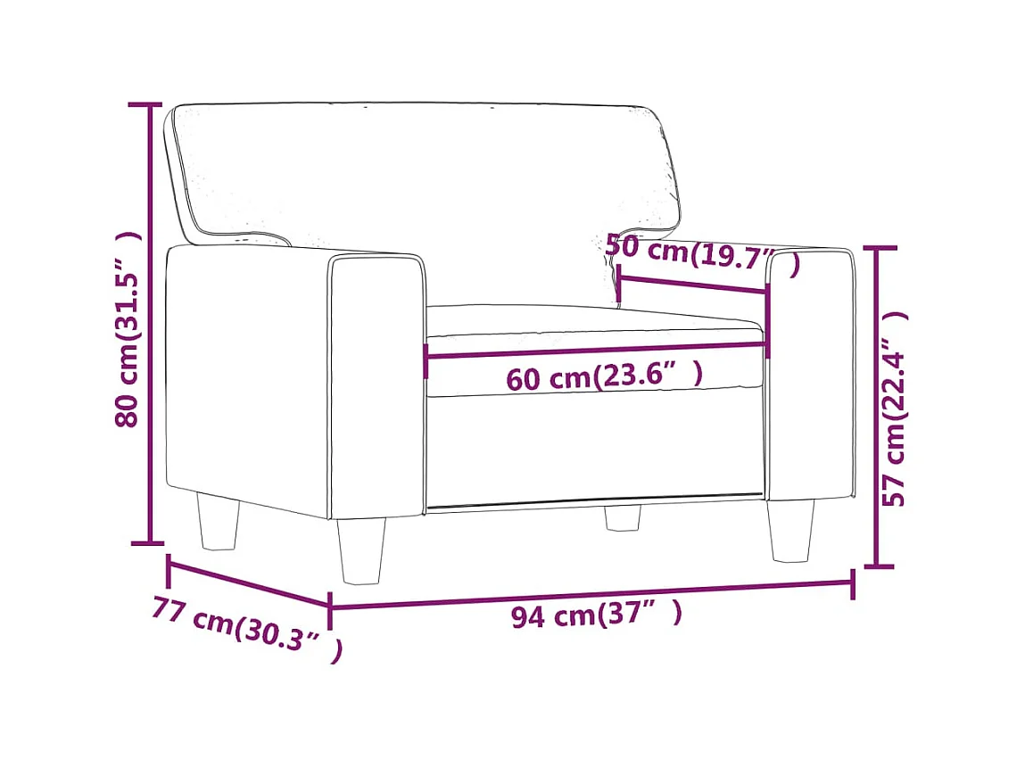 Fauteuil Cappuccino 60 cm Similicuir