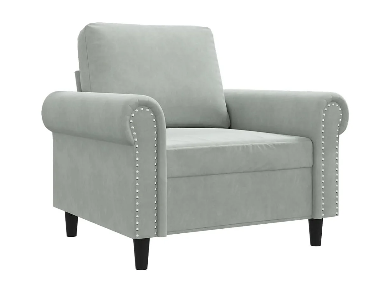 Fauteuil 60 cm fluweel lichtgrijs