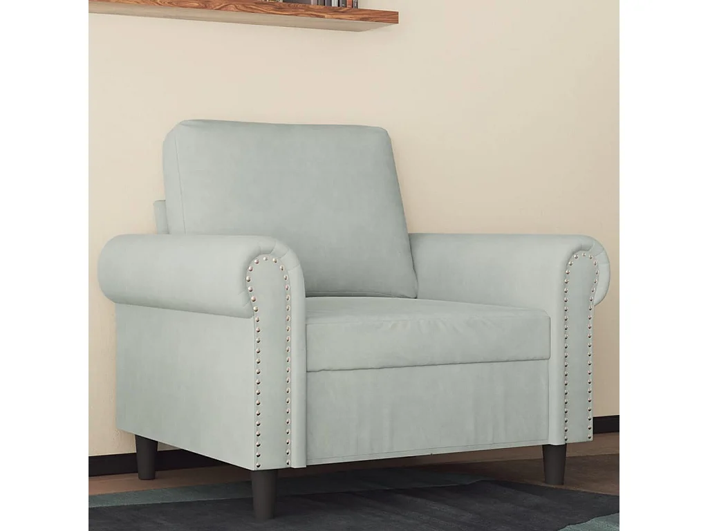 Fauteuil Gris clair 60 cm Velours