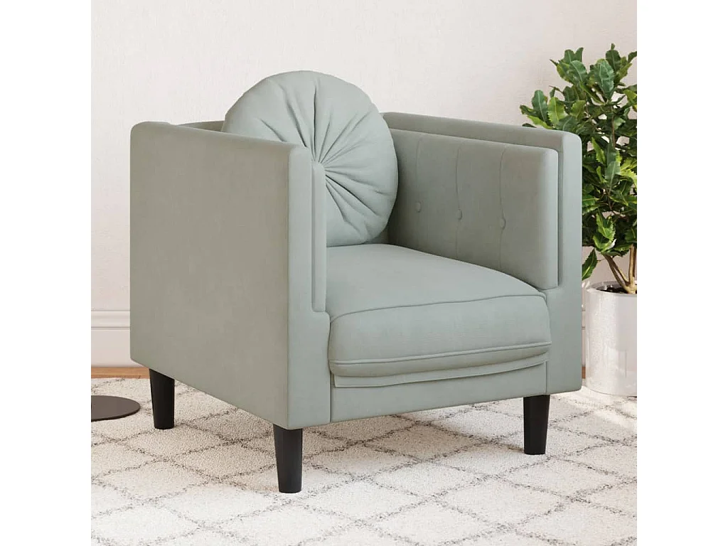 Sillón con cojín terciopelo gris claro