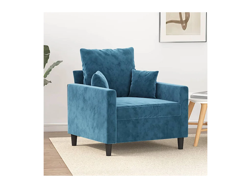 Fauteuil Bleu 60 cm Velours