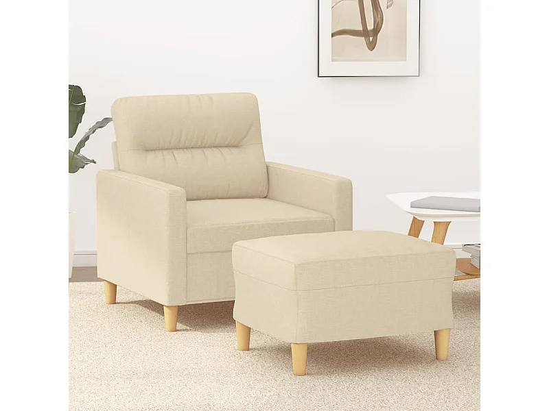 Fauteuil avec repose-pied Crème 60 cm Tissu