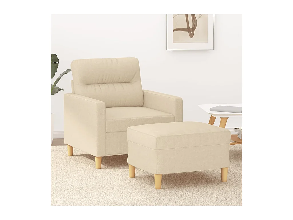 Fauteuil avec repose-pied Crème 60 cm Tissu