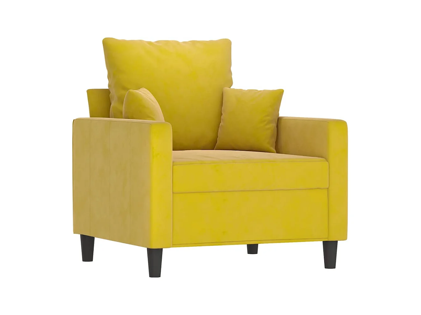 Fauteuil avec repose-pied jaune 60 cm velours