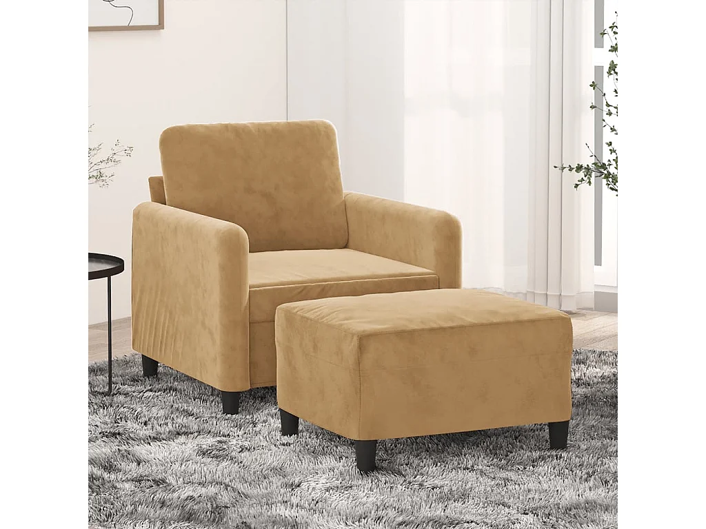 Fauteuil avec repose-pied Marron 60 cm Velours
