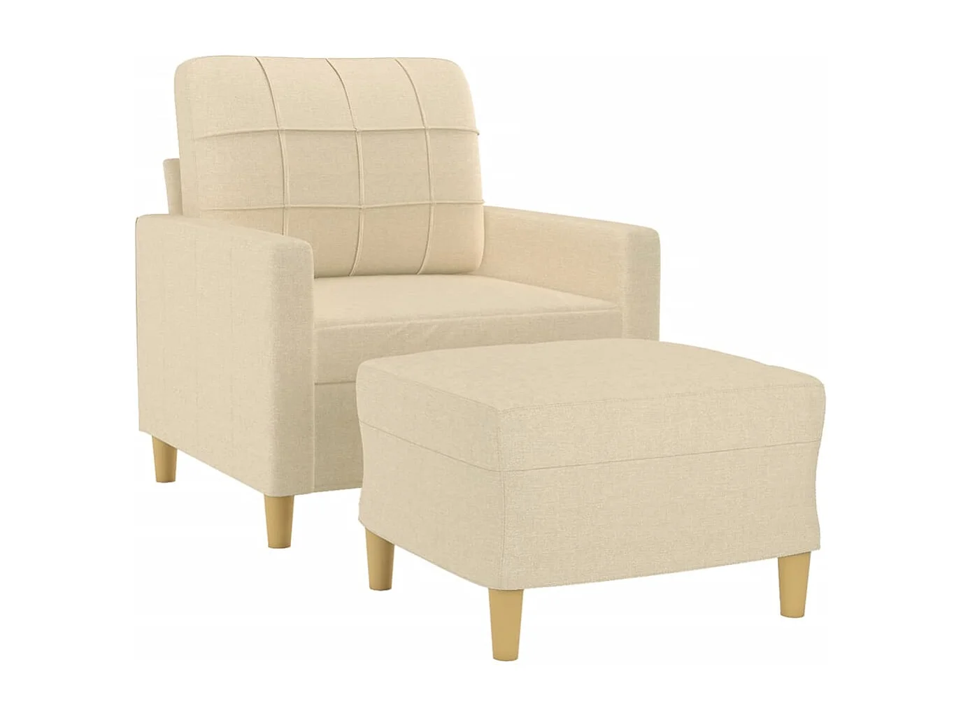 Poltrona com apoio de pés 60 cm tecido cor creme