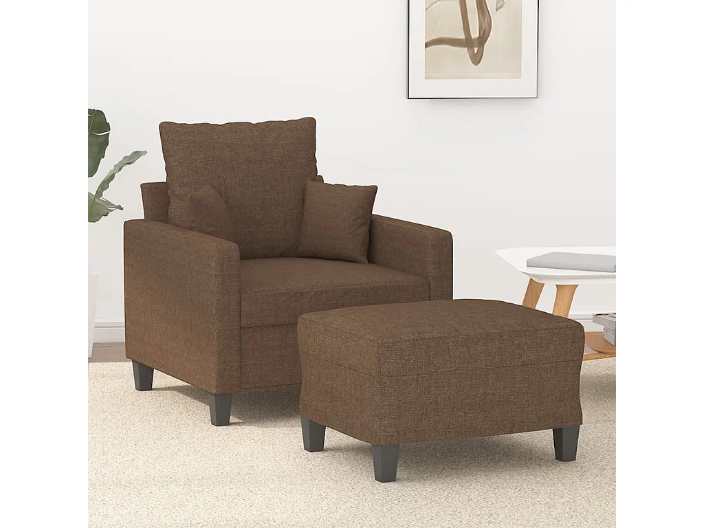 Fauteuil avec repose-pied Marron 60 cm Tissu