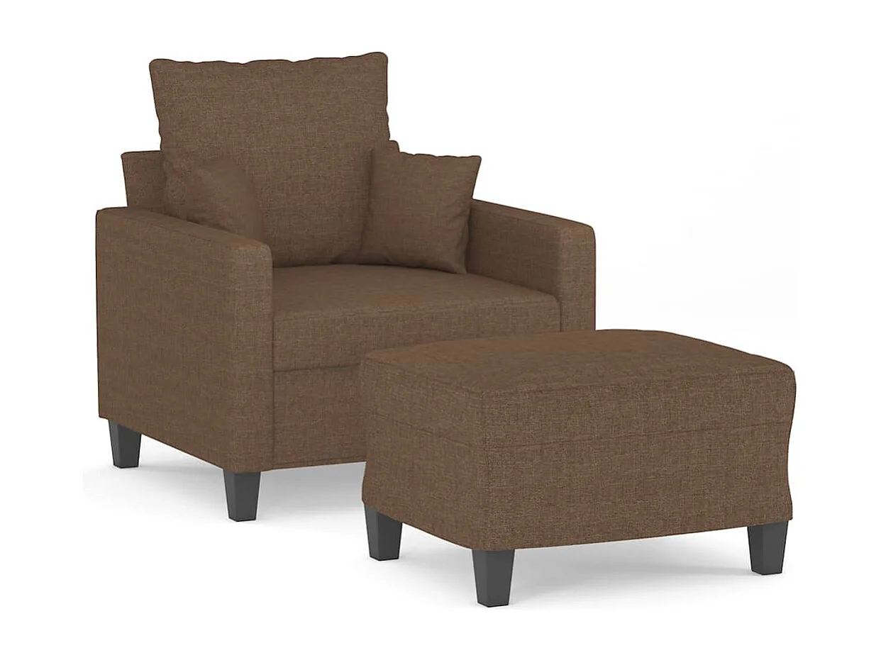 Fauteuil avec repose-pied Marron 60 cm Tissu