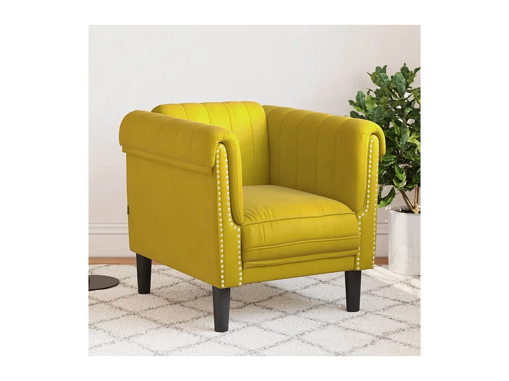 Fauteuil jaune velours