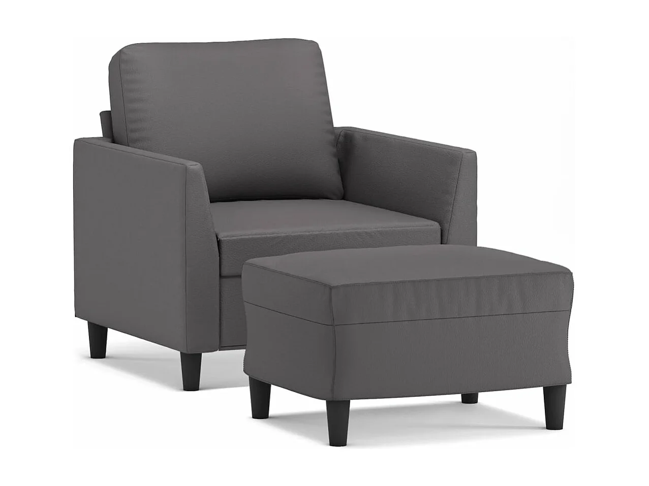 Poltrona com apoio de pés couro artificial 60 cm cinzento