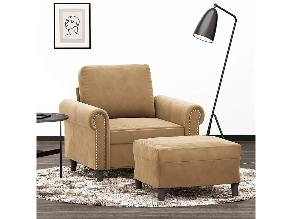 Fauteuil avec repose-pied Marron 60 cm Velours