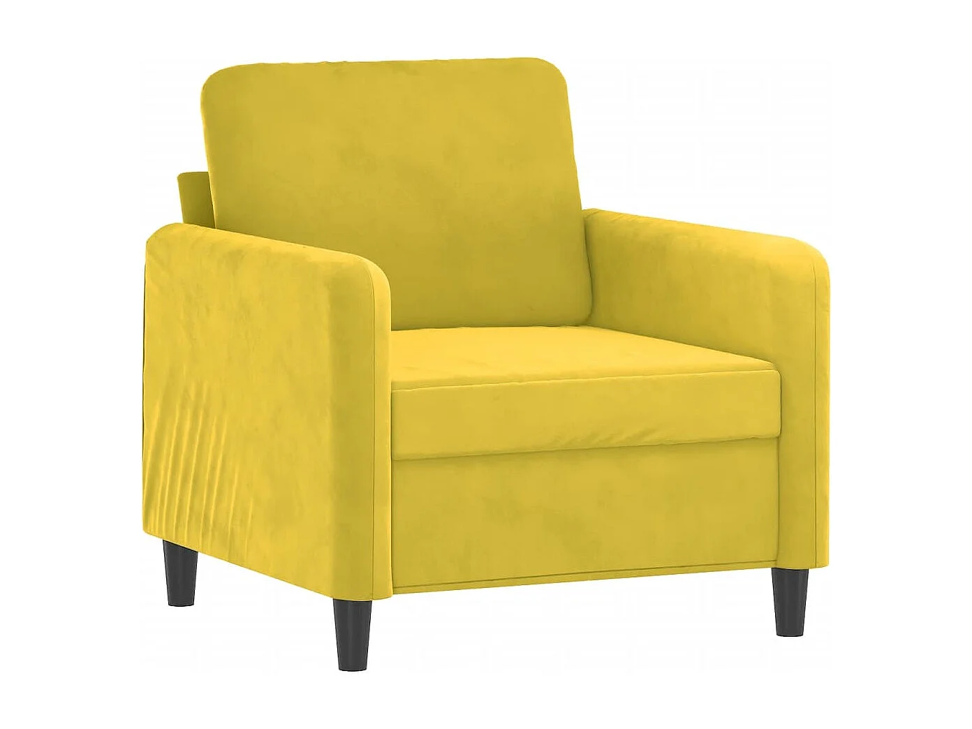 Fauteuil avec repose-pied jaune 60 cm velours