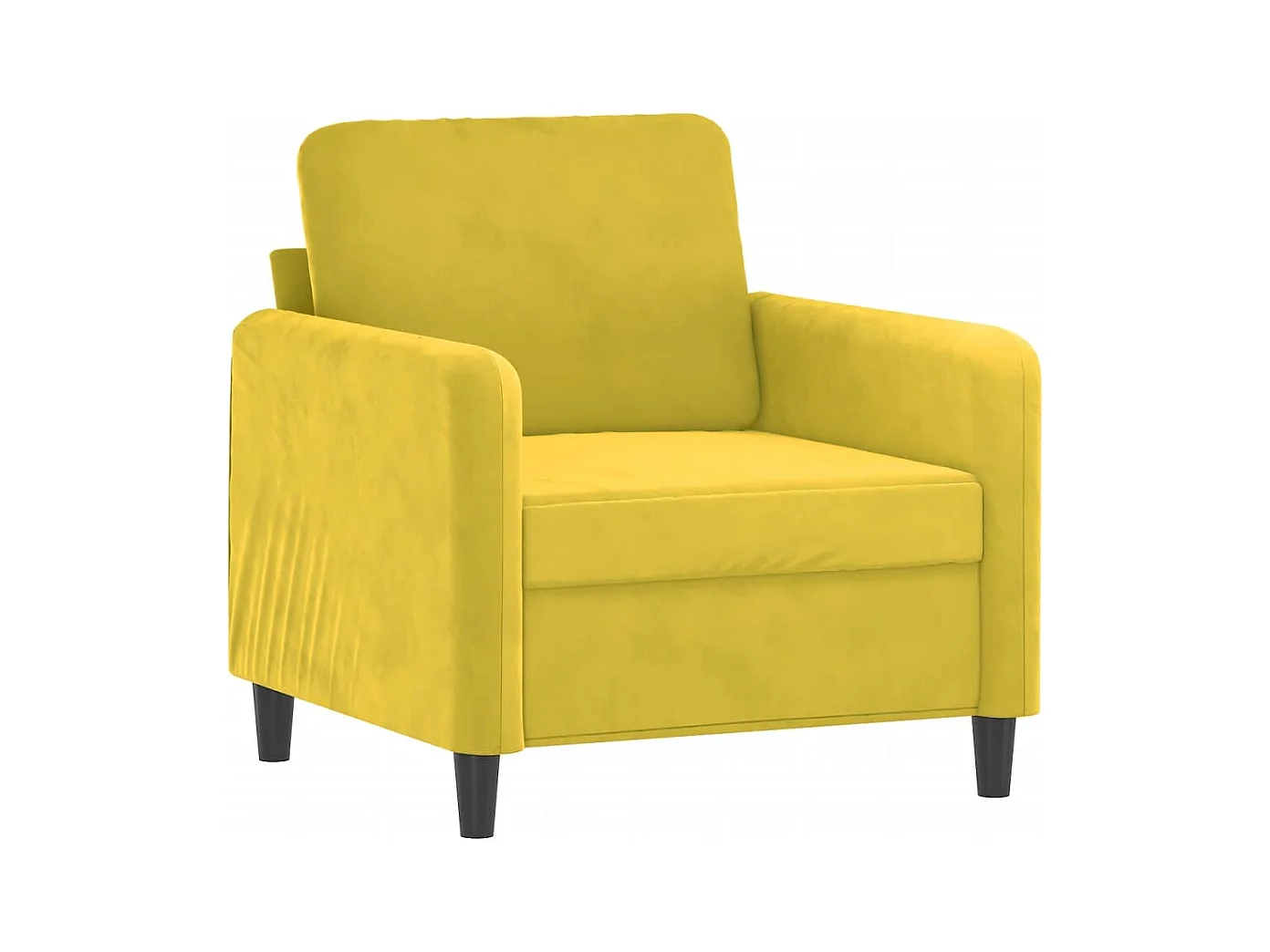 Fauteuil avec repose-pied jaune 60 cm velours
