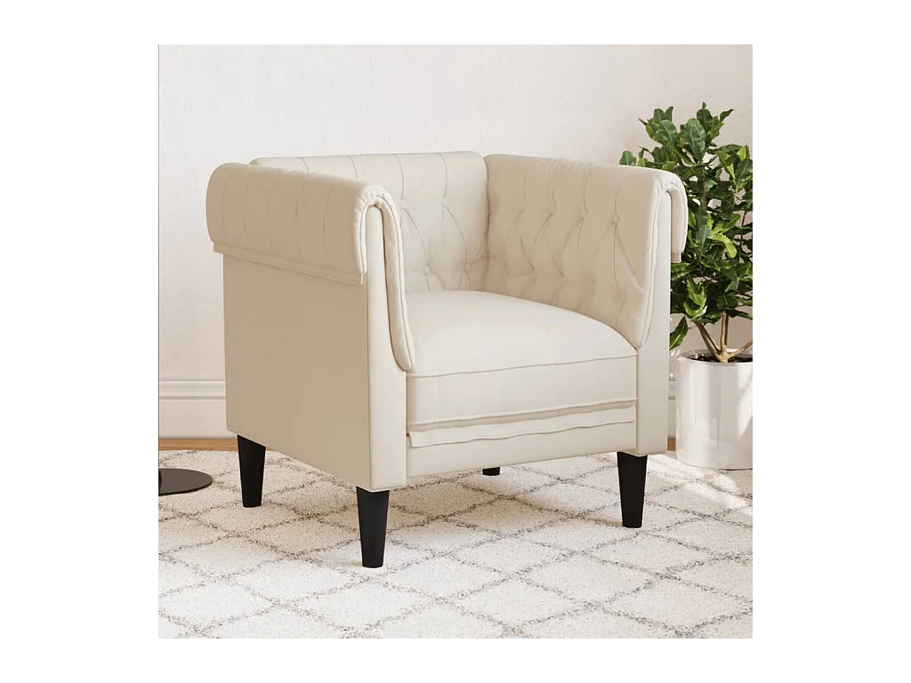 Fauteuil Chesterfield crème tissu