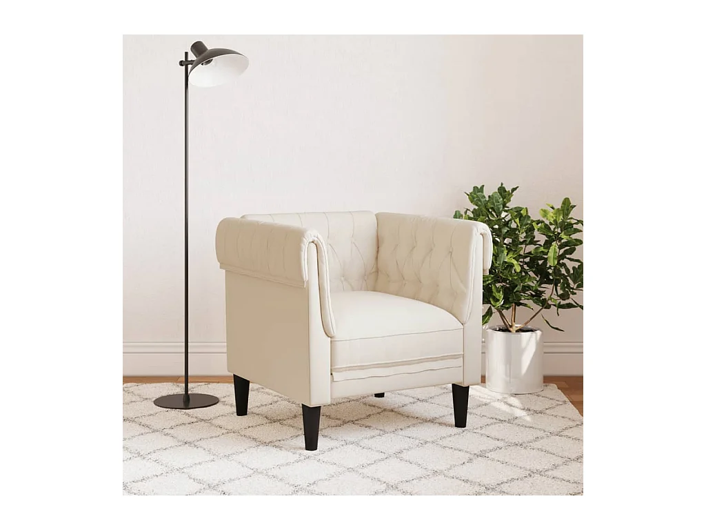 Fauteuil Chesterfield crème tissu